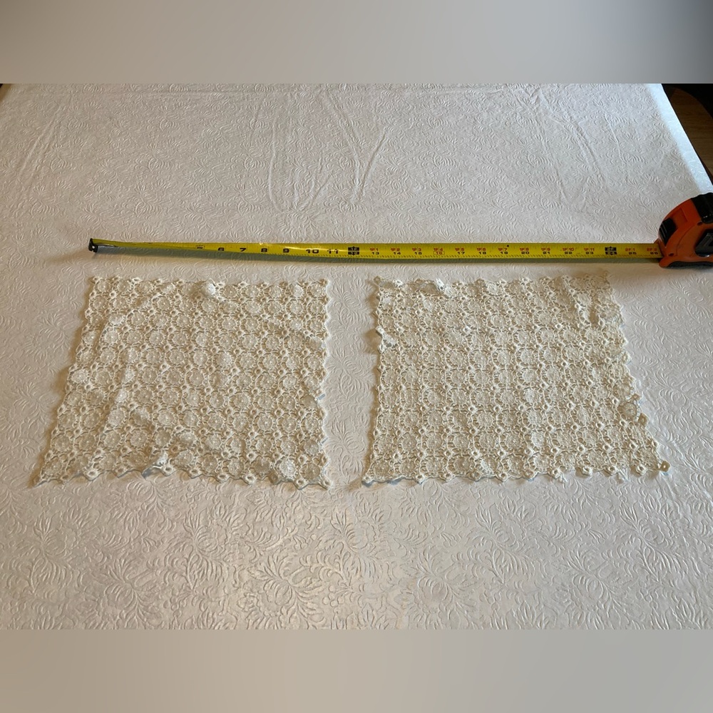 Vintage Crochet Lace Square Panels in Cream 10” x 9 1/2”